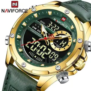 Naviforce Gents Watch Brown Leather Digital Naviforce Watcj