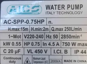 0.75hp Swimming Pool Water Pump