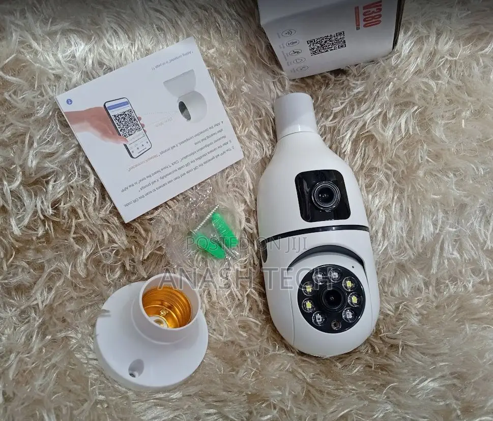 PTZ V380 Dual Screen 1080p Wifi Bulb Camera High Sensitivity
