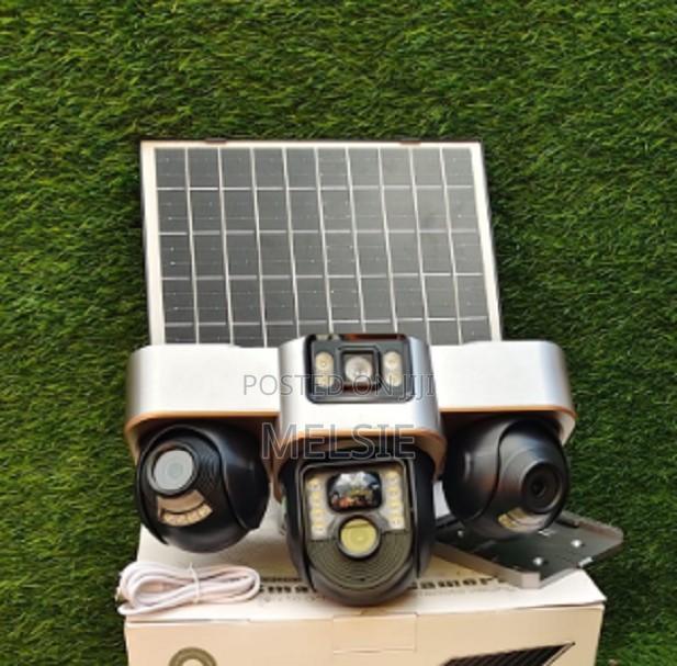 Rotatable PTZ 4g (Simcard)V380 Triple Lens Three Screens Camera Solar