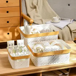 3pcs Nordic Multipurpose Storage Baskets With Goldish Lining