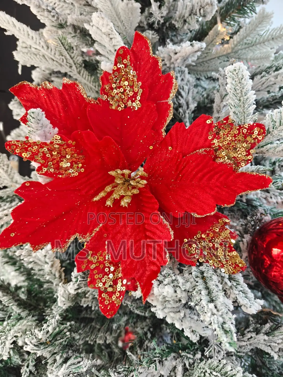 3 PCS Decorative Large Christmas Glitter Flower*