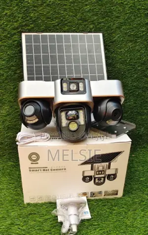 V380 Triple Lens Three Screens Camera Solar Powered - Rotatable 4g Cam