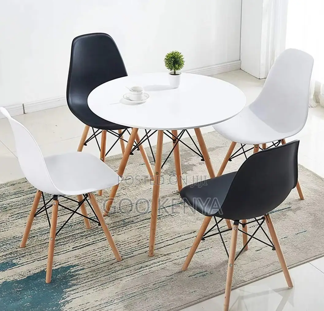 Home Dining Set; Durable Beech Wood Coffee Table With 4-Seater Dining