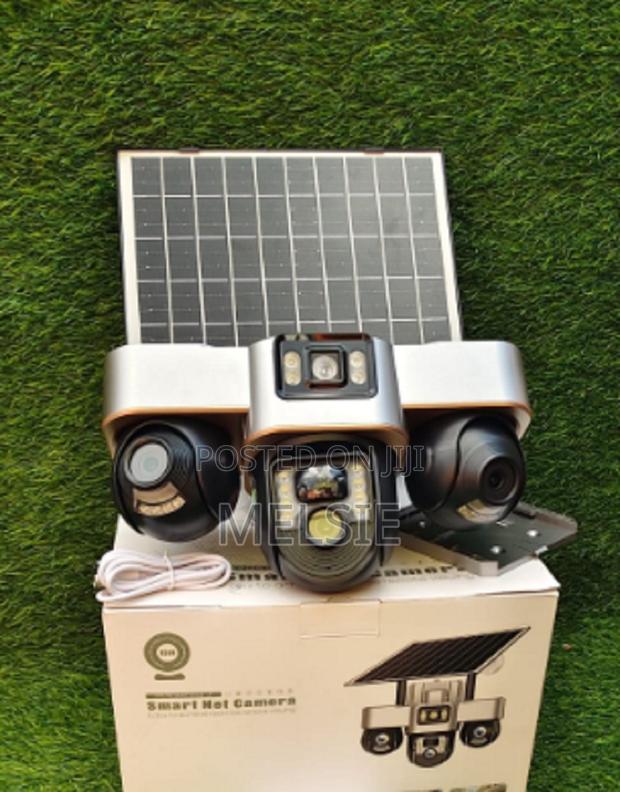4g Triple Lens Floodlight Solar PTZ Camera V380 Rotatable Tripple Lens