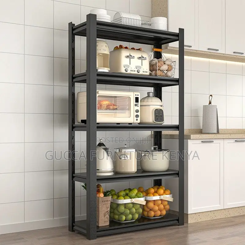 Black Steel 5-Tier Home Office Shelving Storage Rack