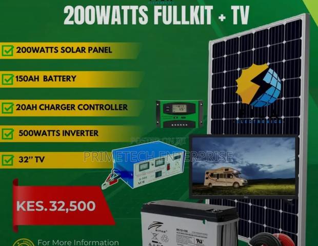 200watts Full Solar Kit With Ritar Battery and 32" Tv - main view