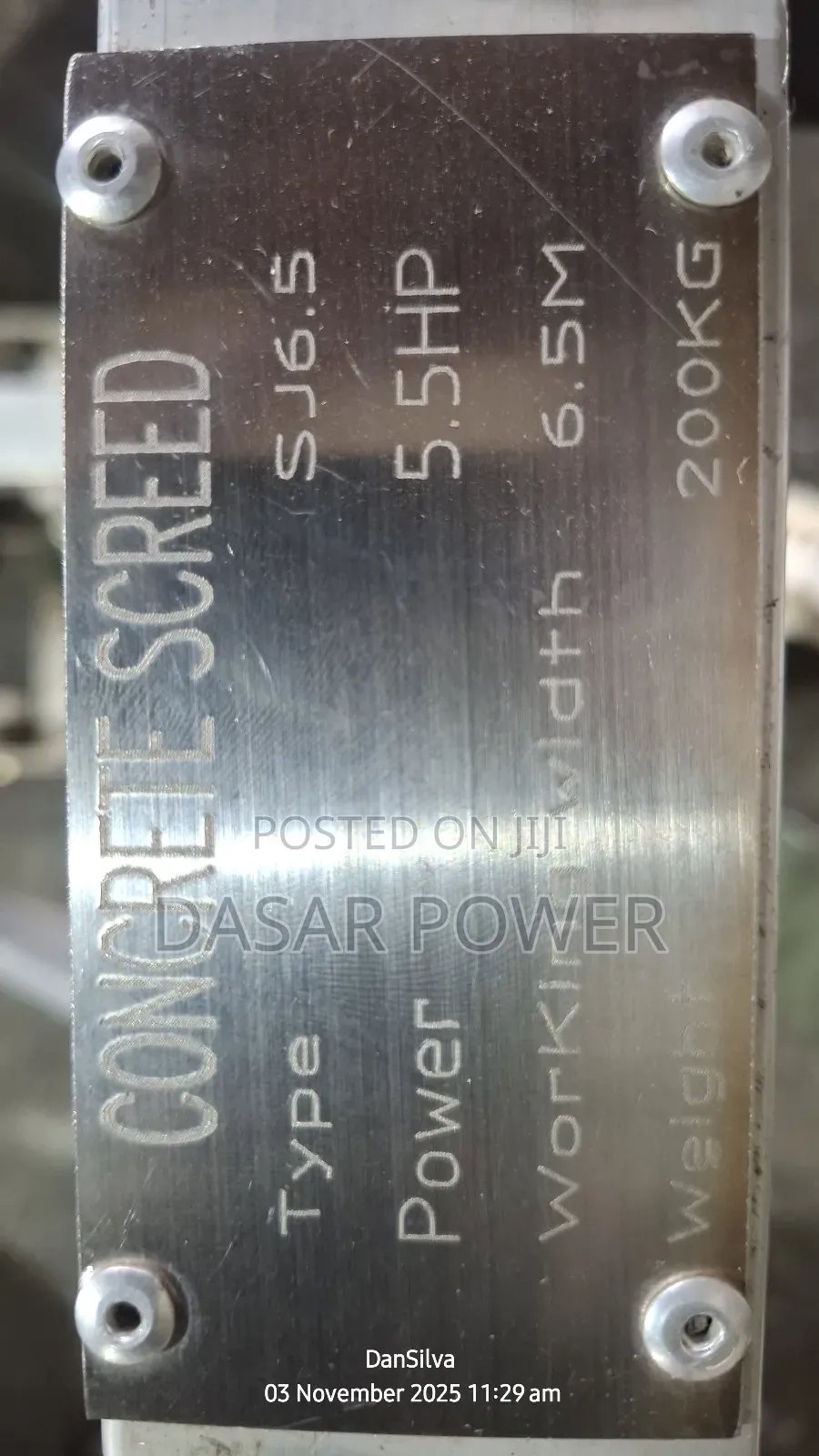 6.5m Screeding Machine With Honda Engine.
