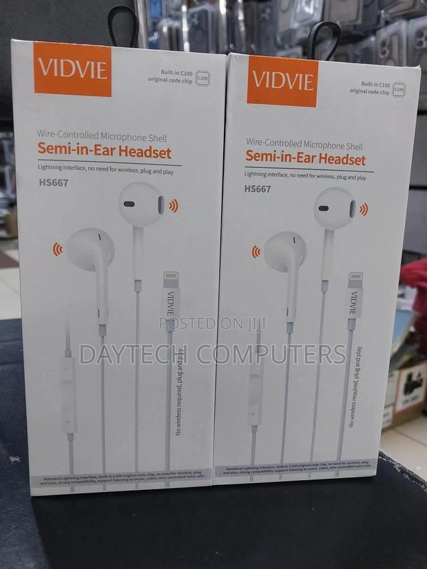 Vidvie Wired Lightning Semi in-Ear Earphone, White - Hs667