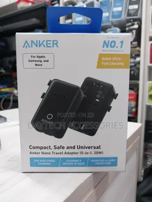 The Anker Nano International Travel Adapter (5-in-1, 20w).