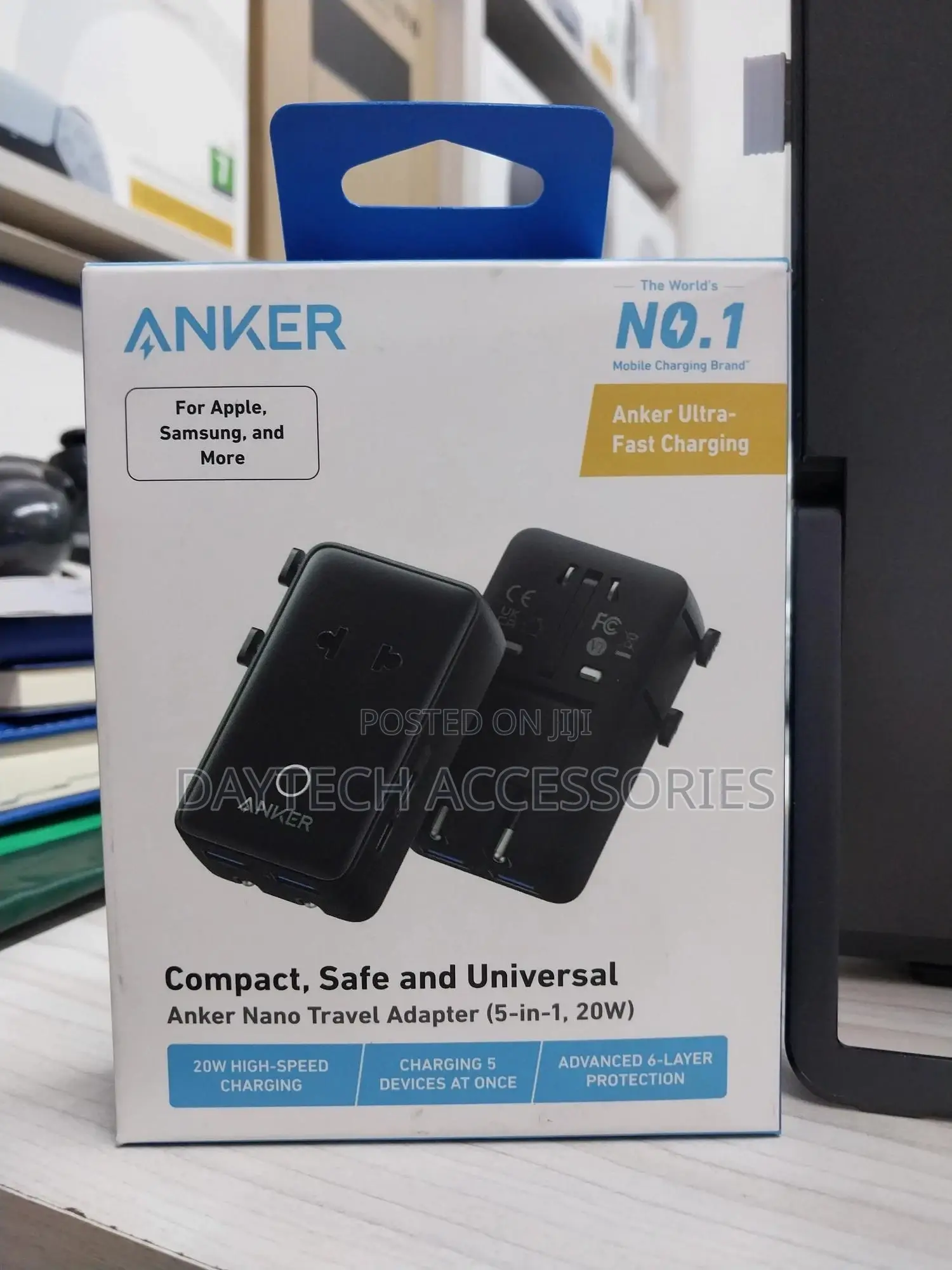 Anker - Nano Travel 5-Port Power Adapter Smart Temperature Control.