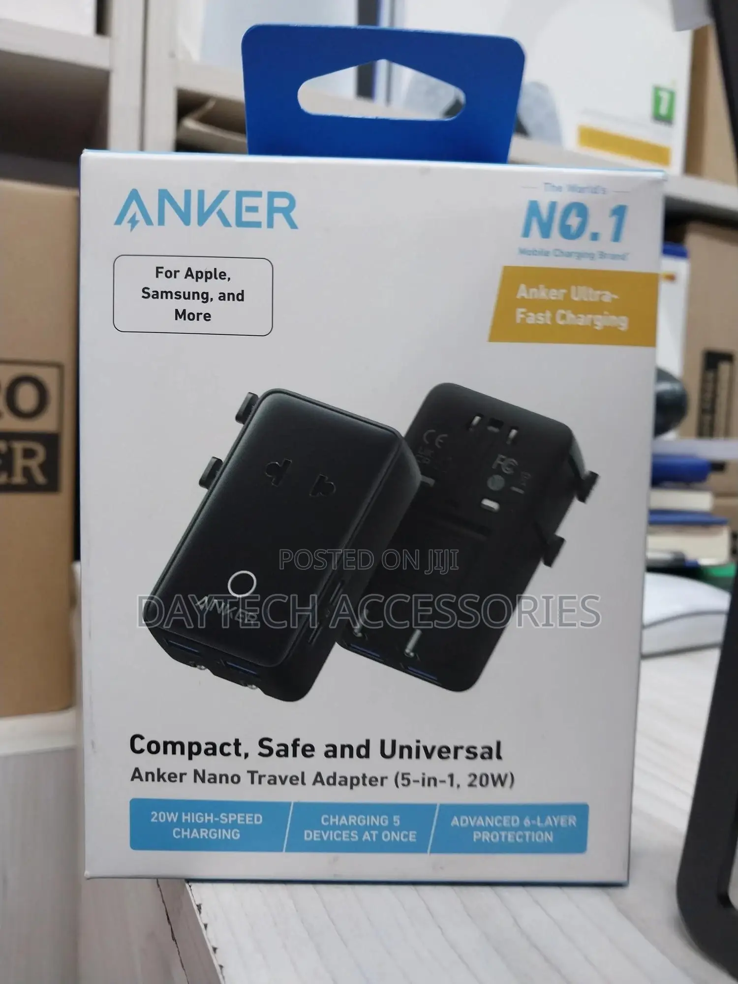 Anker - Nano Travel 5-Port Power Adapter Smart Temperature Control.