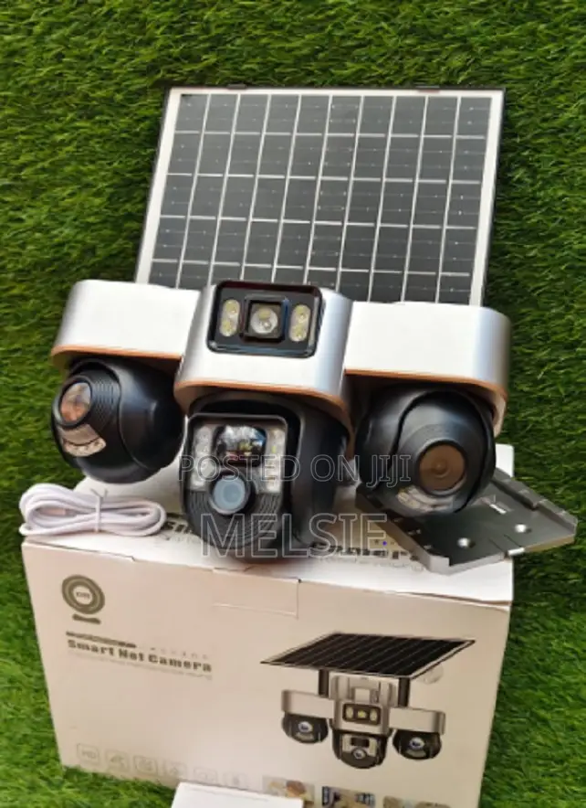 V380 Triple Lens Three Screens Camera Solar Rotatable Camera