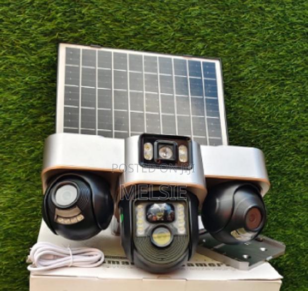 V380 Triple Lens Solar Camera PTZ Solar CCTV Security Rotatable Camera