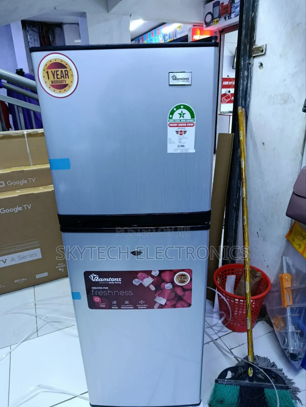 Ramtons Double Door Refrigerator 138lt Silver -(Rf/349)