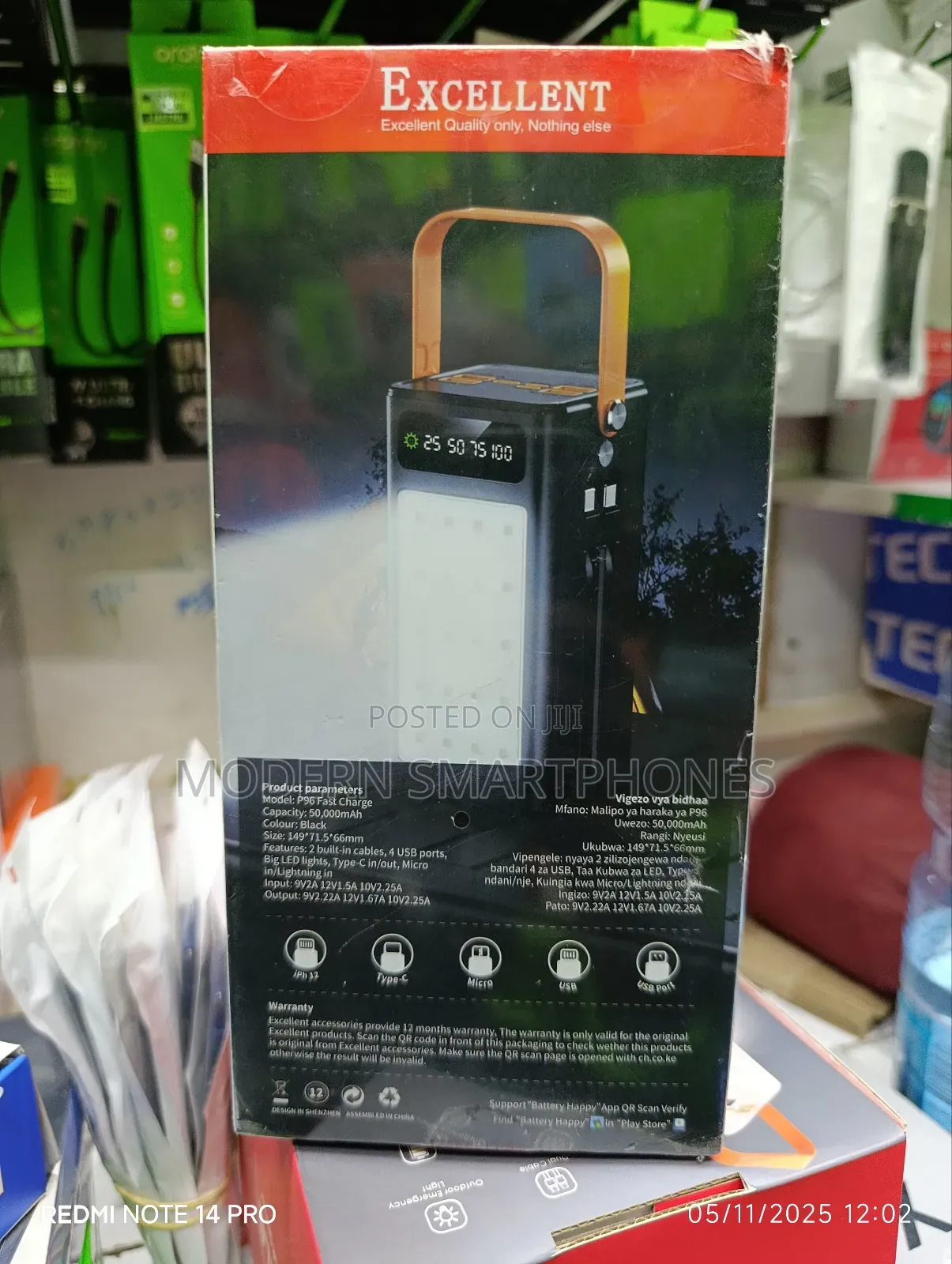 Excellent P96 50000 Mah Power Bank 22.5w Fast Charging Power Bank