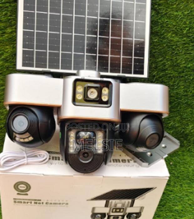 3-Lens PTZ Camera With Solar Light V380 4g Solar Camera - main view