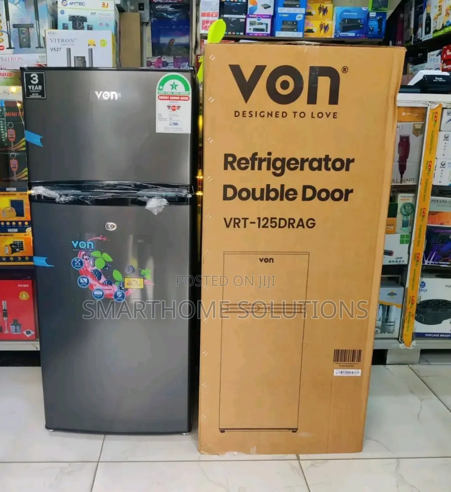 Von Double Door Fridge 125litres Direct Cool