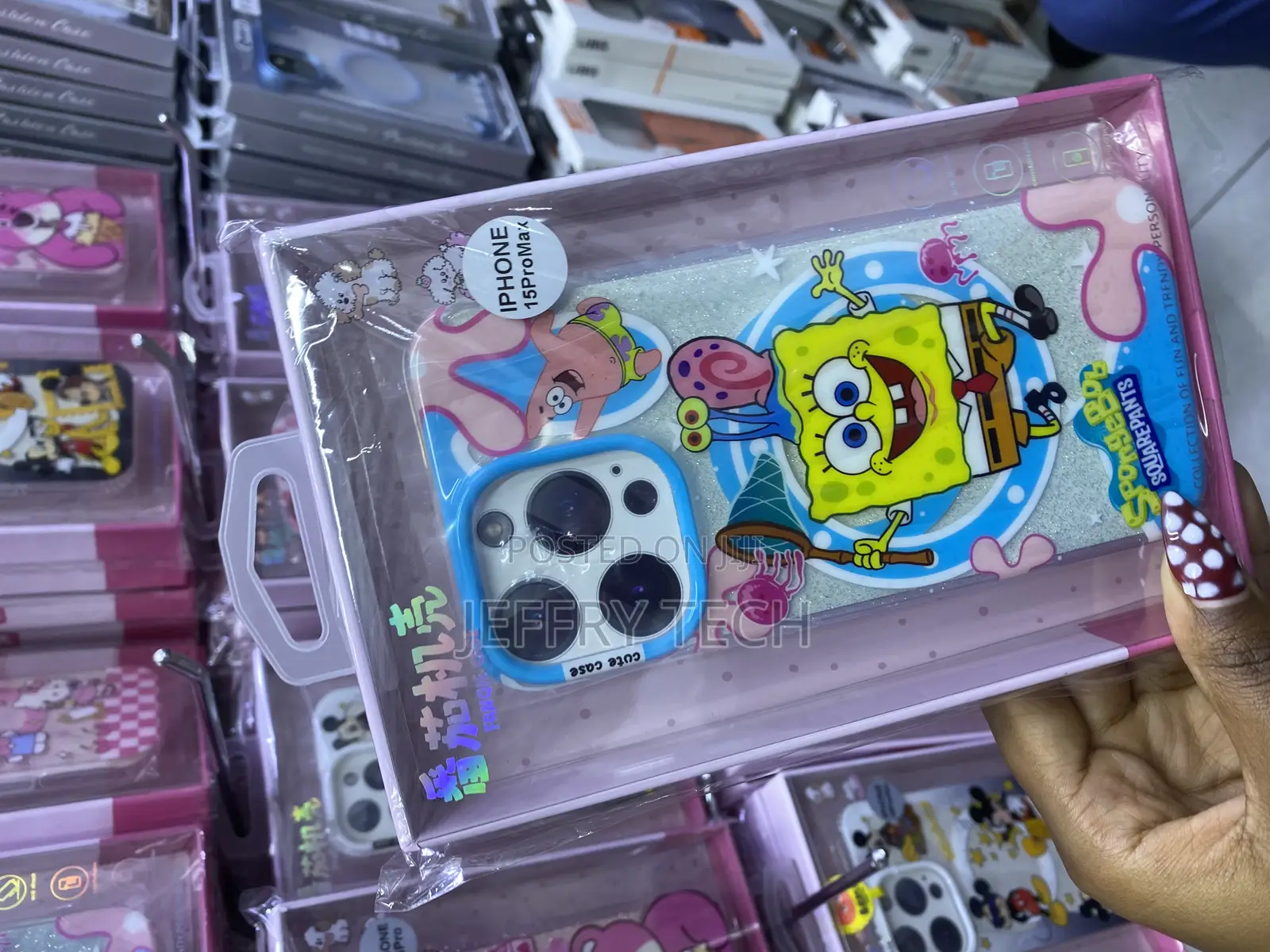 Spongebob iPhone 15 Pro Max Magsafe Glitter Disney Cartoon Case