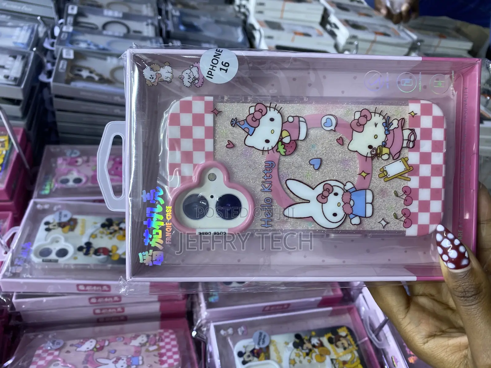 Asriok iPhone 16 Hello Kitty Magsafe Glitter Case-Pink