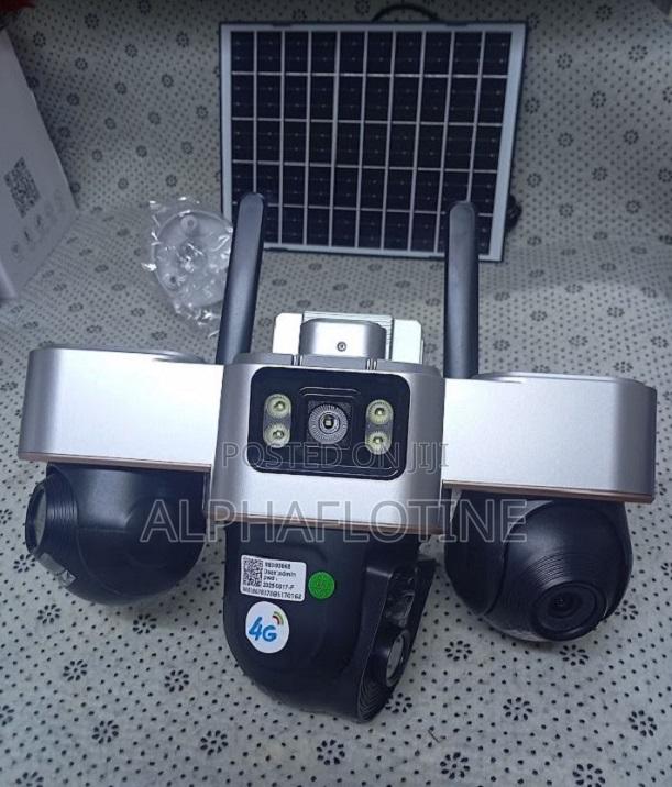 4g Enabled CCTV Camera, Triple Lens 360 Rotating Angle, Solar Camera