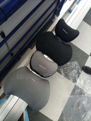 2pcs Car Headrest and Backrest Cushions – Grey and Black - thumbnail 2