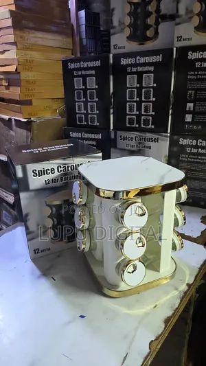 New Inn 12 PCS Rotatable Marble White Spice Rack