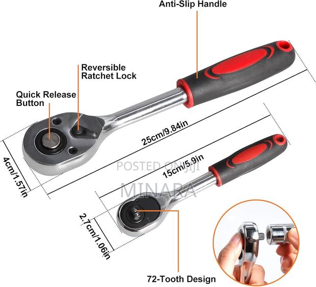 82 Pcs, Socket Wrench Toolset, Auto Repair Tool Kit - thumbnail 2