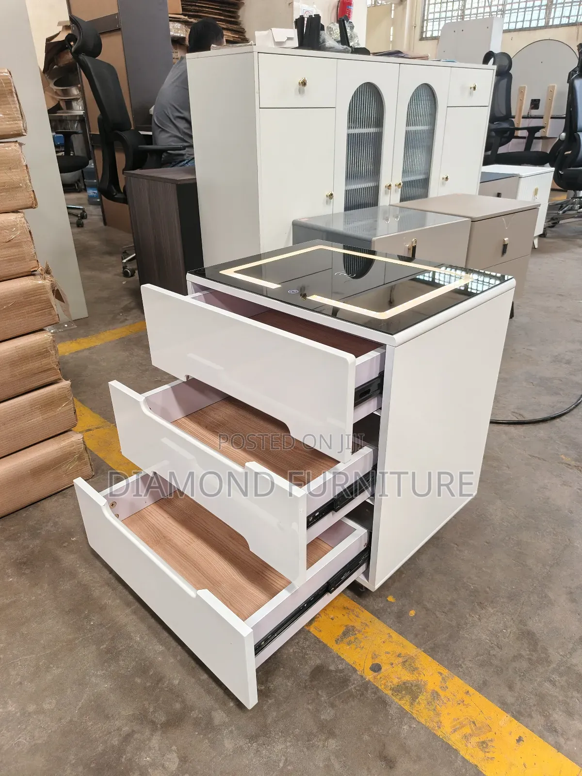Modern Led Bedside Cabinet With Wireless Charging