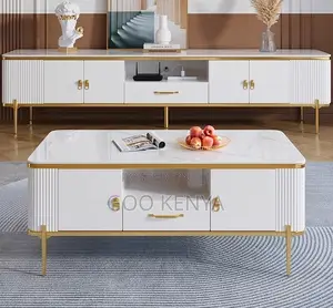 Home Tv Set Table; Float Tv Console With Matching Marble Table Design