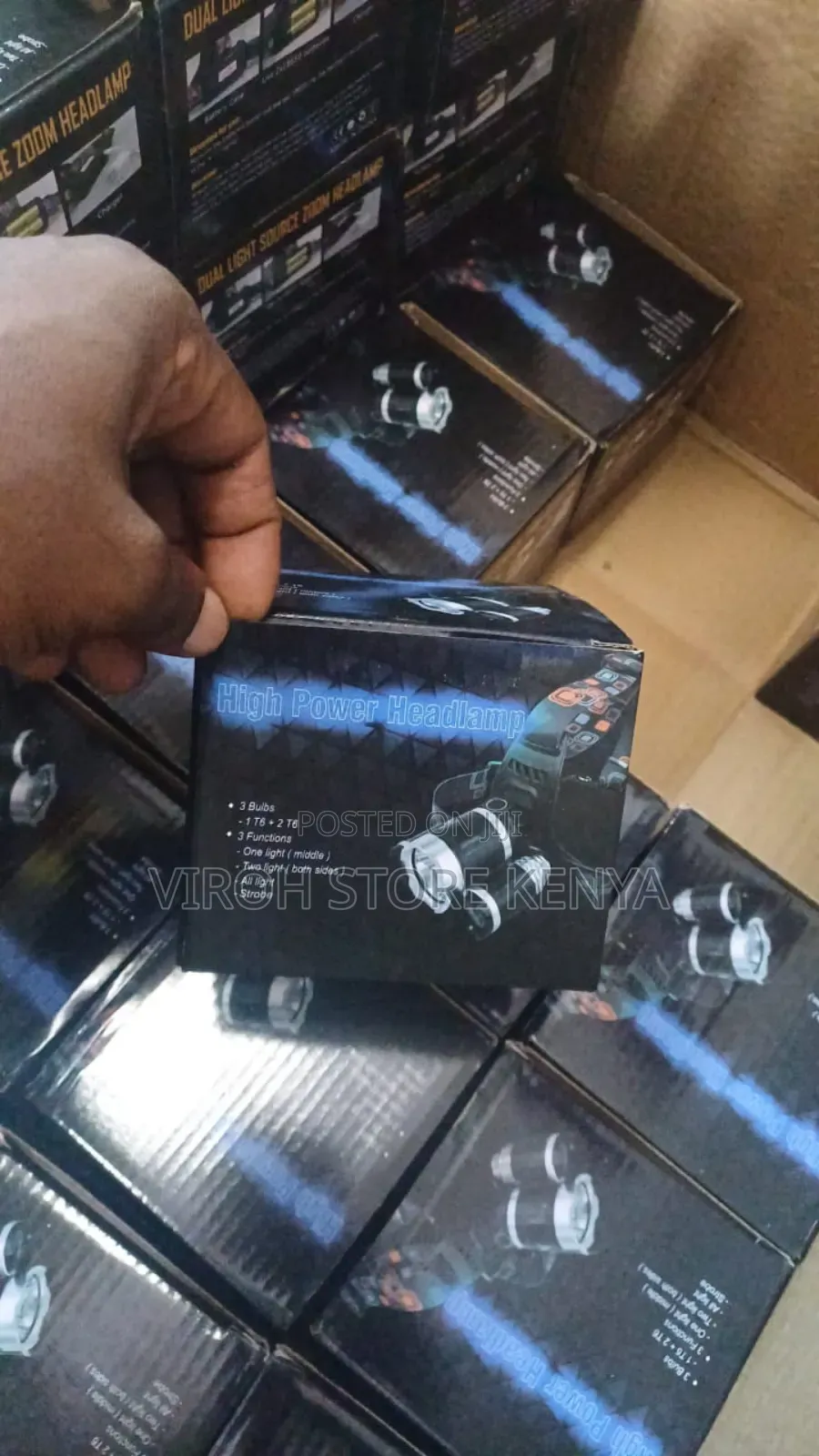 Rechargeable Headlamp Torch 2 Battery Bright Camping Light