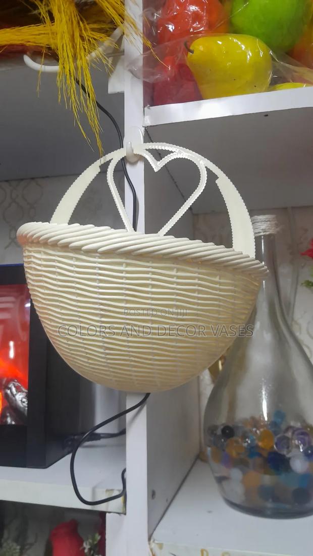 Hanging Plastic Vases Available in White, Cream and Brown - main view