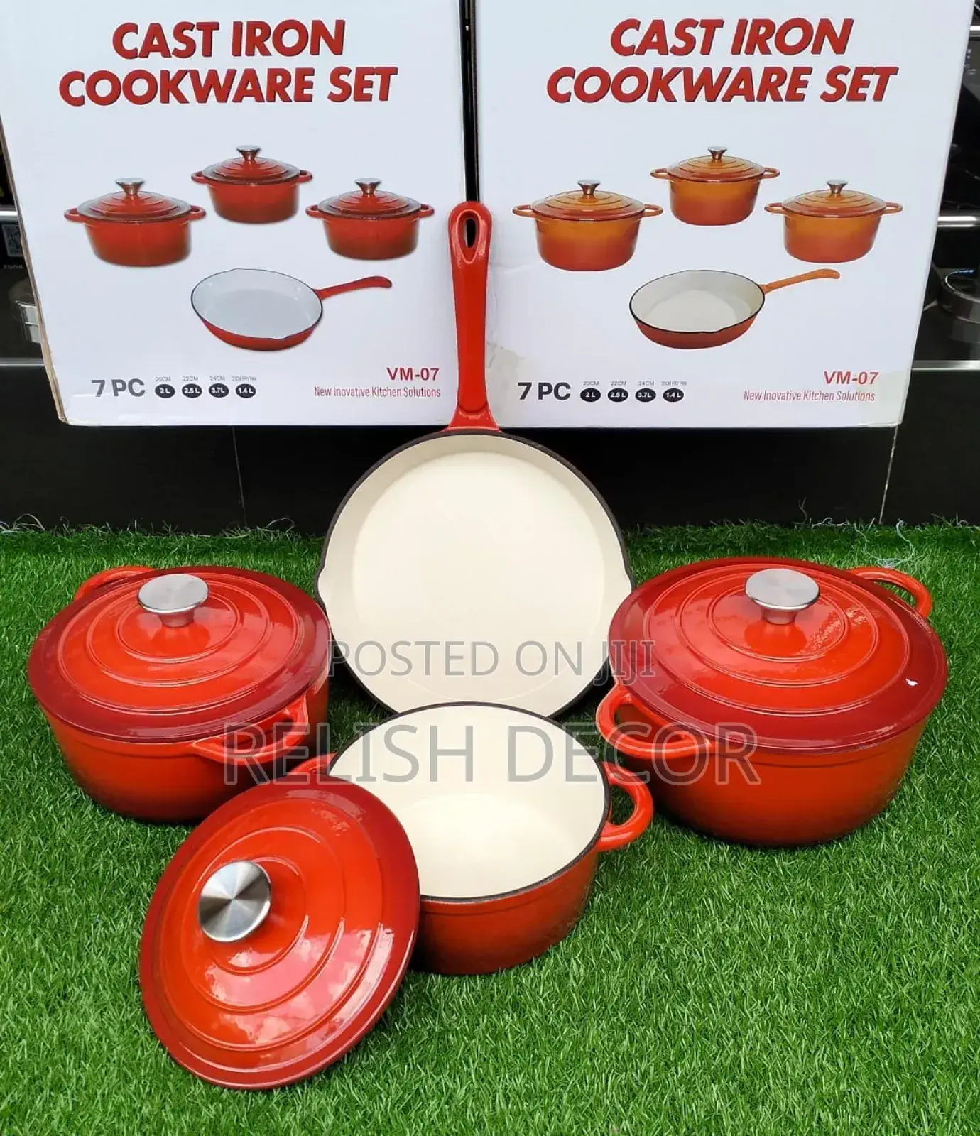 7-Piece Enamel-Coated Cast Iron Cookware Set