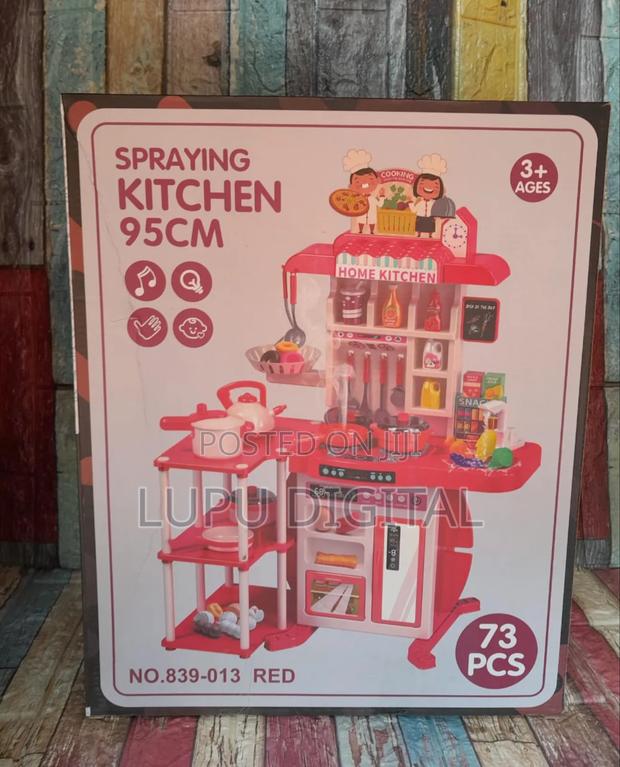  Kitchen Play Set 95 Cm, 73-pieces. Red And Green.