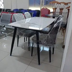 4-Seater Marble Dining Table Set
