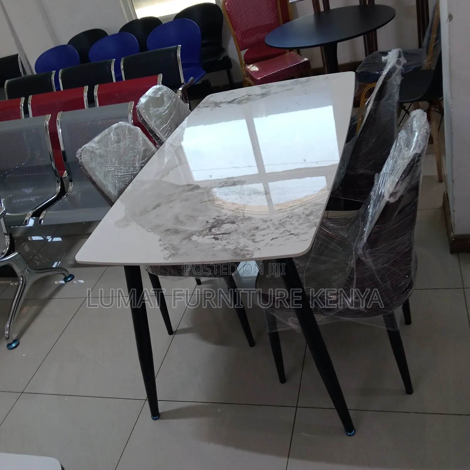 4-Seater Marble Dining Table Set