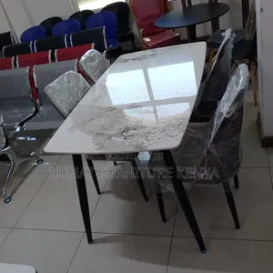 4-Seater Marble Dining Table Set