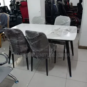 4-Seater Marble Dining Table Set