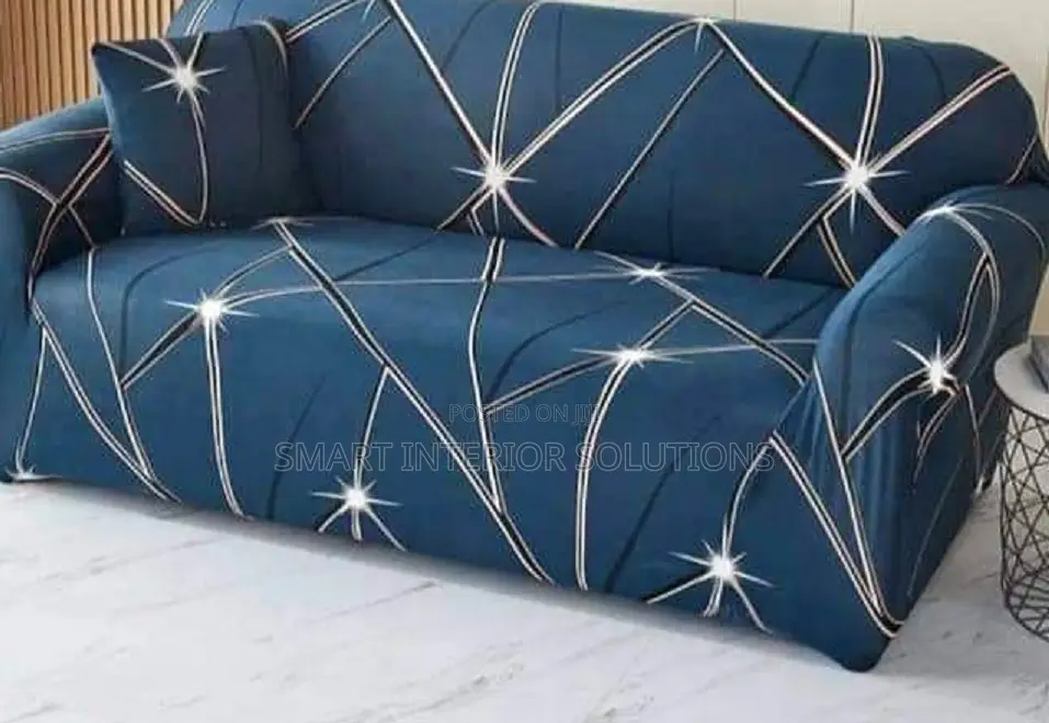 Blue Printed Sofa Cover
