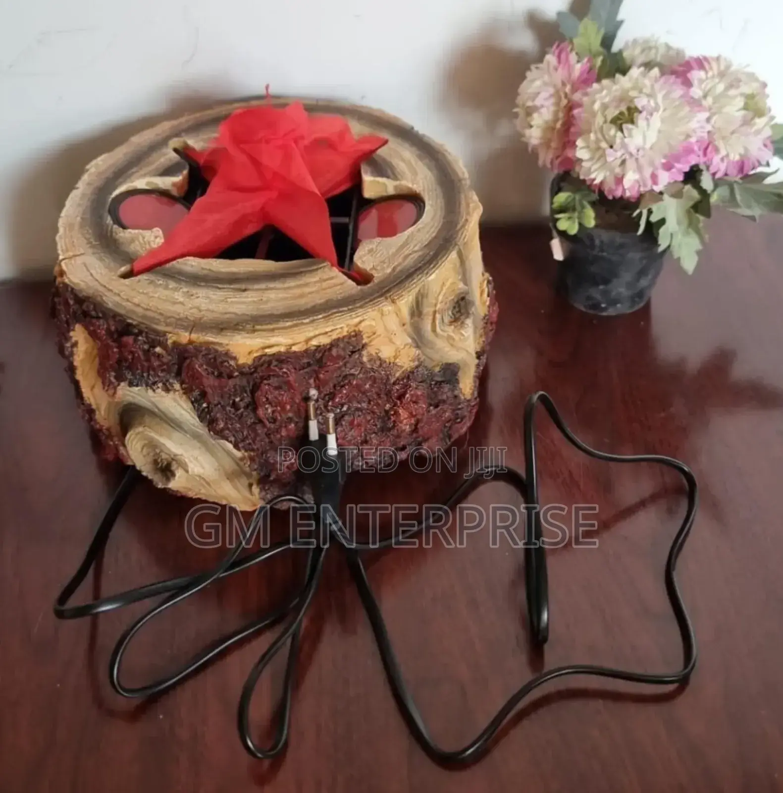Electric Wooden Tree Stump Fireplace Decor