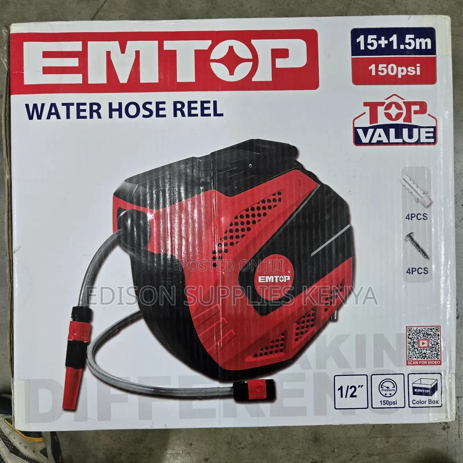 Hose Pipe Emtop Automatic Hose Reel Set Wall Mounted Heavy Duty Pipes