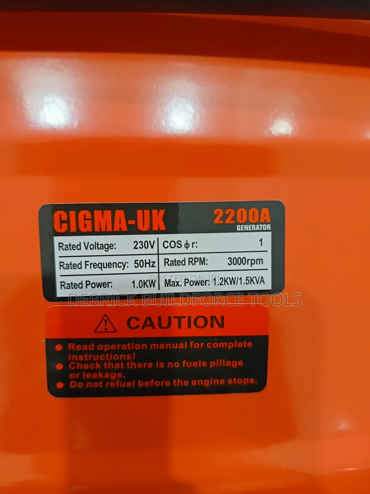 Cigma-Uk 1. 5kva Gasoline Generator