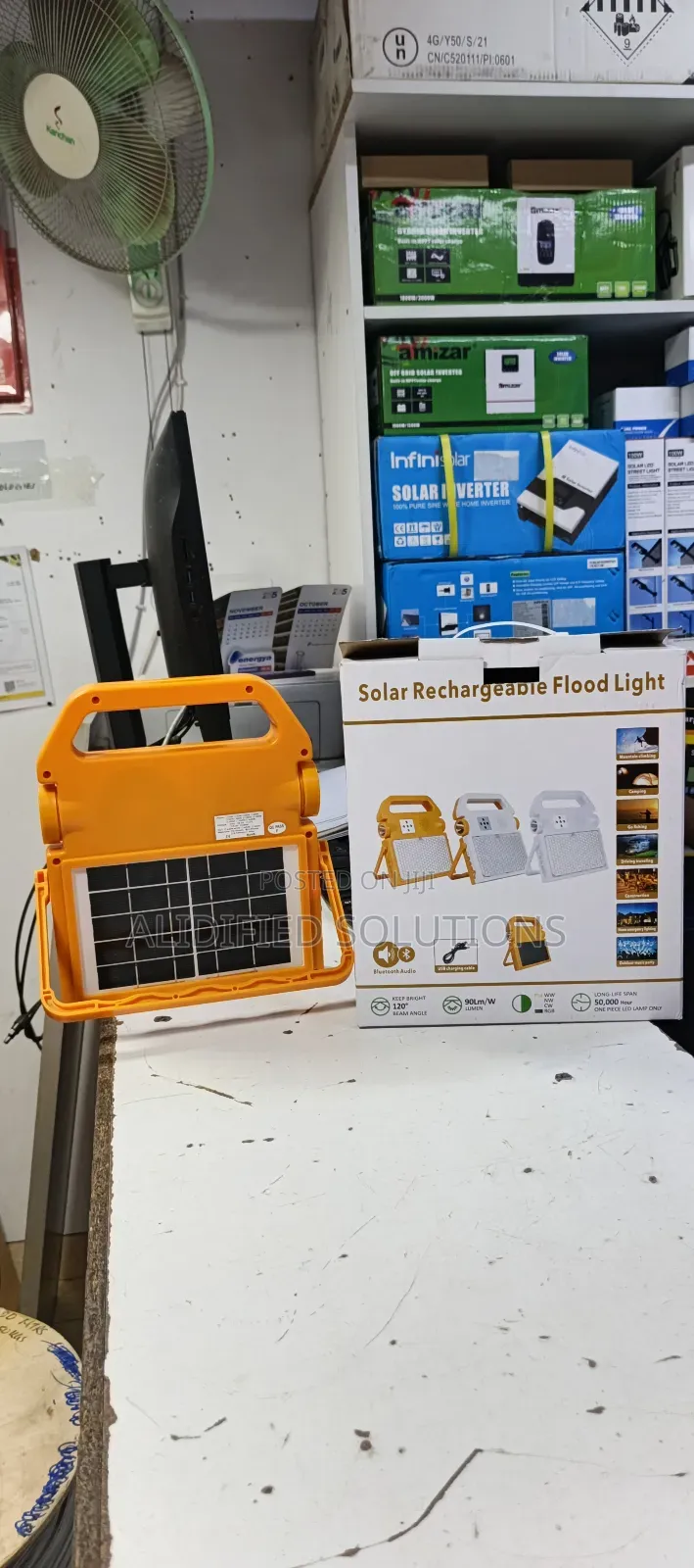 Solar Rechargeable Floodlight With Bluetooth Speaker
