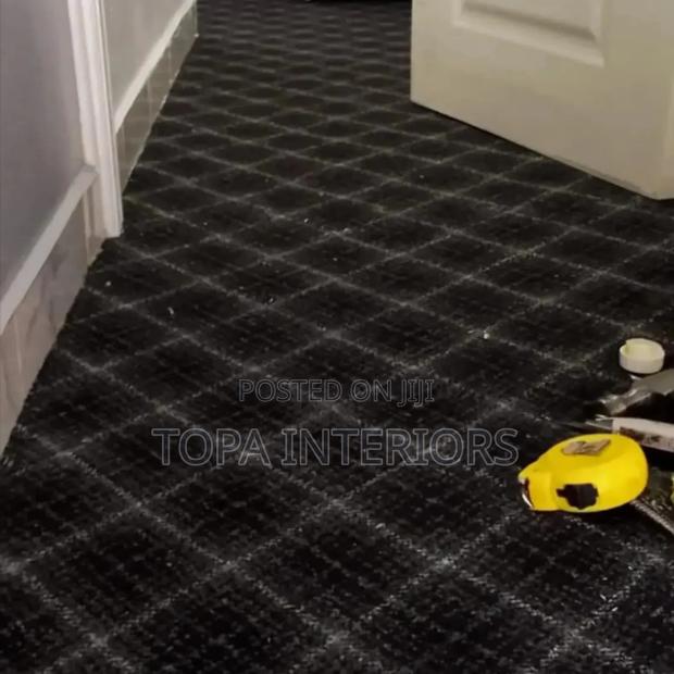 Dark Grey Striped Delta Office Carpets Wall to Wall Floor Carpets