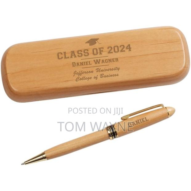 Wooden Pen Case and a Bamboo Pen, Engraved With a Custom Name or Text - thumbnail 2
