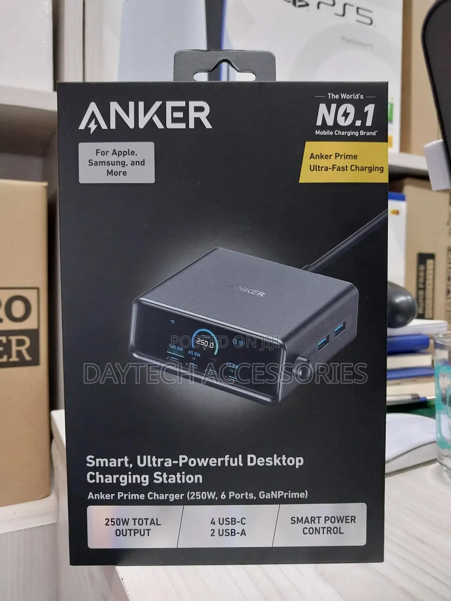 Anker Prime 250w 6-Port Gan Desktop Charger - Black