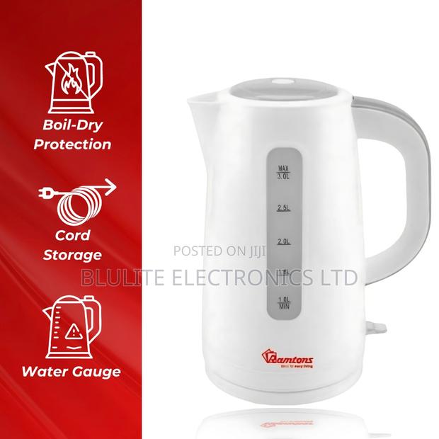 Ramtons Cordless Electric Kettle 3 Litres White- Rm/567 - thumbnail 4