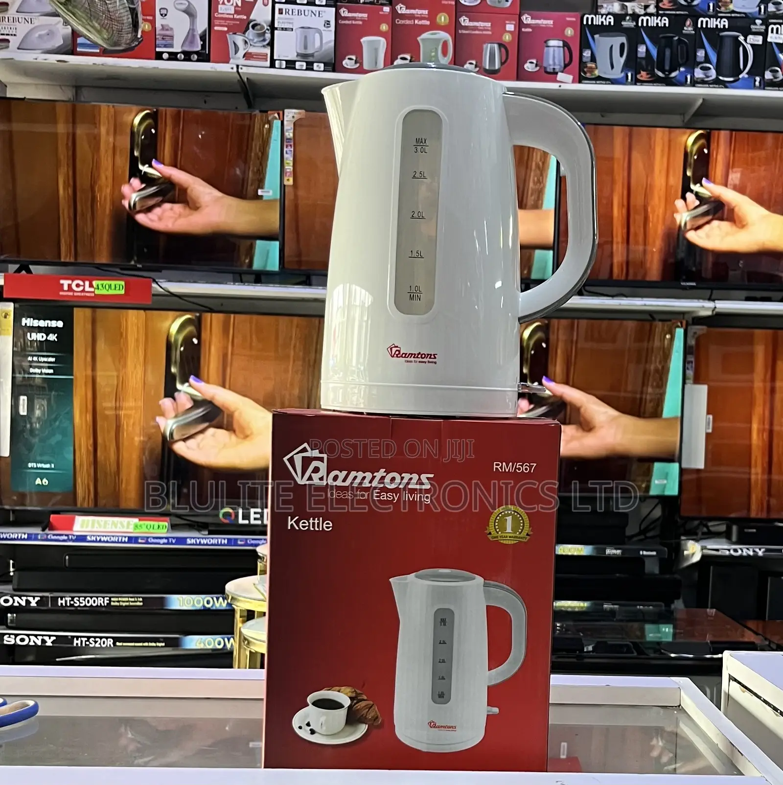Ramtons Cordless Electric Kettle 3 Litres White- Rm/567