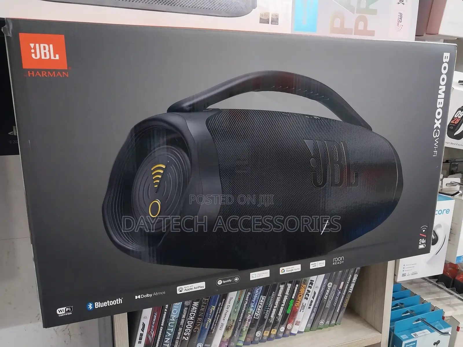 The JBL Boombox 3 Wi-Fi Portable Speaker.