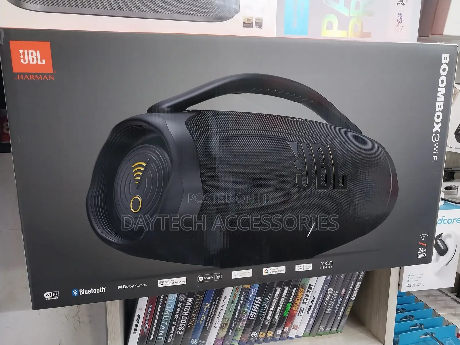 The JBL Boombox 3 Wi-Fi Portable Speaker.